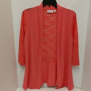 New Coral Colored Lacey Open Cardigan sz Small